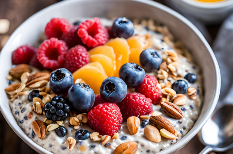 High-Protein Overnight Oats with Chia Seeds